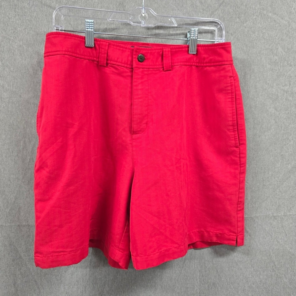 Caribbean Joe Bermuda Shorts Size 10 Womens Red Herringbone Rayon Blend Casual